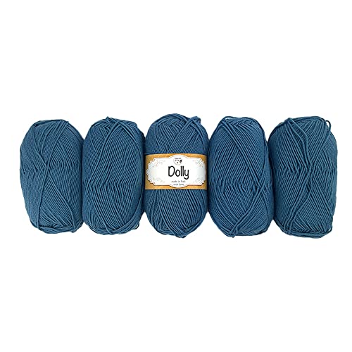 Tricot Café - Dolly Nuovo - Garn aus reiner Merinowolle - Strickgarn für Nadeln und Strickmaschinen - geeignet für die Zwischensaison - weich und flauschig - Made in Italy - Denim Blue 31 von TRICOT CAFE'