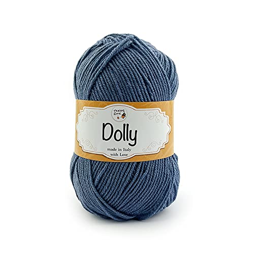 Tricot Café - Dolly Nuovo - Garn aus reiner Merinowolle - Strickgarn für Nadeln und Strickmaschinen - geeignet für die Zwischensaison - weich und flauschig - Made in Italy -Jeans Blau 29 von TRICOT CAFE'