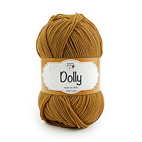 Tricot Café - Dolly Nuovo - Garn aus reiner Merinowolle - Strickgarn für Nadeln und Strickmaschinen - geeignet für die Zwischensaison - weich und flauschig - Made in Italy -Senf 54 von TRICOT CAFE'