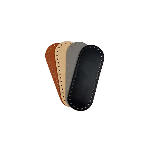 Tricot Café - Häkeltaschenboden aus Leder und Kunstleder, ideal für die Herstellung Einer handgefertigten Häkeltasche mit Häkelband - 21x8cm Neutral Glatt 4pcs von TRICOT CAFE'
