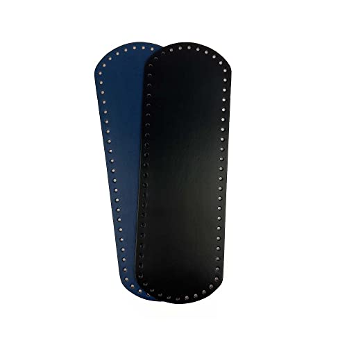 Tricot Café - Häkeltaschenboden aus Leder und Kunstleder für eine handgefertigte Häkeltasche 36X12cm glatt schwarz blau 2pcs von TRICOT CAFE'