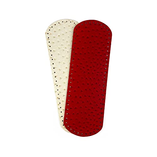 Tricot Café - Häkeltaschenboden aus Leder und Kunstleder für eine handgefertigte Häkeltasche 36X12cm weiß-rote Brokate 2pcs von TRICOT CAFE'