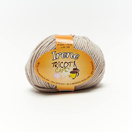 Tricot Café - Irene - Garnknäuel gemischt Merinowolle krumpfechte weich geeignet für alle Altersgruppen für Nadel/Häkelnadeln: 3.00/4.00 Made in Italy 50g Taubengrau von TRICOT CAFE'