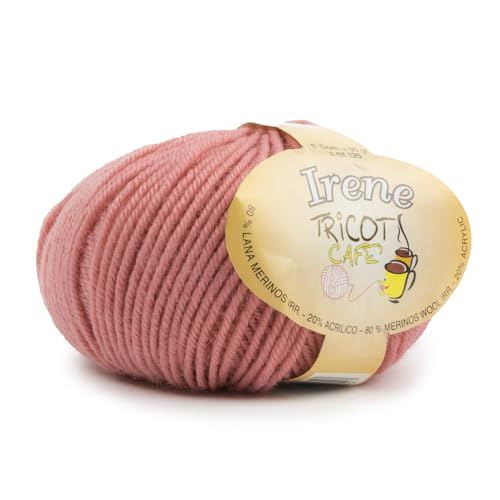 Tricot Café - Irene - Garnknäuel gemischt Merinowolle krumpfechte weich geeignet für alle Altersgruppen für Nadel/Häkelnadeln: 3.00/4.00 Made in Italy 50g Altrosa von TRICOT CAFE'