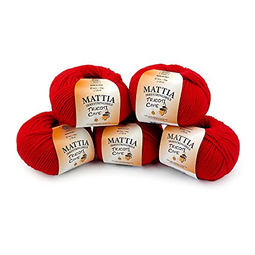 Tricot Cafè - Mattia - Garnknäuel reine Merinowolle extrafein ideal für Säuglinge Wolle für Häkelnadeln/Häkelnadeln: 3.50/4.00-50 g 5pcs Rot 15 Tricot Cafè - Mattia - Garnknäuel reine Merinowolle extrafein ideal für Säuglinge Wolle für Häkelnadeln/Häkelnadeln: 3.50/4.00-50 g 5pcs Rot 15 von TRICOT CAFE'