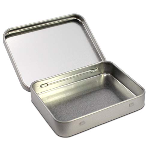 TRIOSK Blechdose mit Deckel, Kleine Metall Dose 9,1 x 7,0 x 1,7 cm, eckig, leer, Silber, rechteckige Aufbewahrungsbox, Tabakdose, Kartendose für Visitenkarten TRIOSK Blechdose mit Deckel, Kleine Metall Dose 9,1 x 7,0 x 1,7 cm, eckig, leer, Silber, rechteckige Aufbewahrungsbox, Tabakdose, Kartendose für Visitenkarten von TRIOSK
