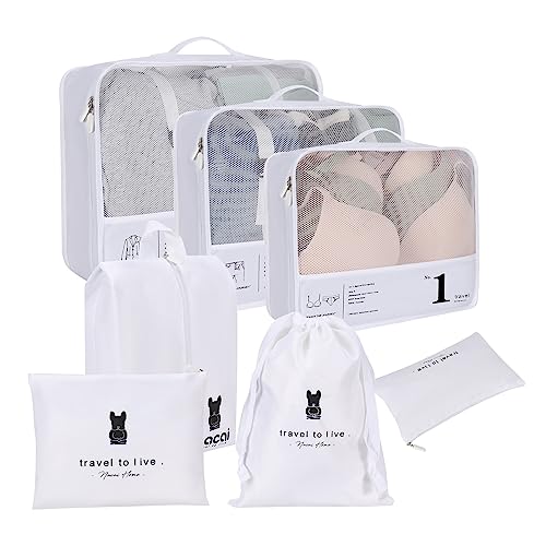 TRIPON Reise-Verpackungswürfel für Koffer, großer Gepäckwürfel zum Verpacken von Netzstoff, Urlaubs-Verpackungswürfel für Rucksack, Hängeorganizer, Kleideraufbewahrungstasche (7 Stück, weiß) TRIPON Reise-Verpackungswürfel für Koffer, großer Gepäckwürfel zum Verpacken von Netzstoff, Urlaubs-Verpackungswürfel für Rucksack, Hängeorganizer, Kleideraufbewahrungstasche (7 Stück, weiß) von TRIPON