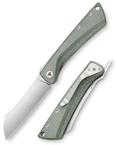 TRIVISA Higonokami Klappbares Taschenmesser für Männer，3.3" 14C28N Stonewash Camping EDC Messer mit Clip，Micarta Griff，Norma-04G von TRIVISA