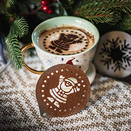 TRIXES 3er Set klassische weihnachtliche Kaffee Schablonen NEUHEIT mit Nikolaus und Weihnachtsmann Motiven Santa Claus Design Schneeflocke und Lebkuchen von TRIXES