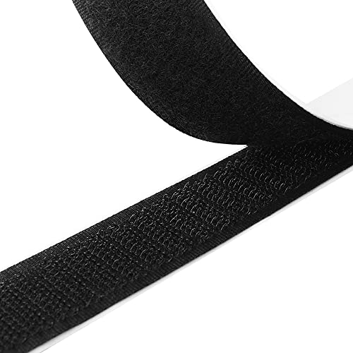 TRIXES Klettband 10 m Rolle - Selbstklebendes Band - Starkes doppelseitiges Klebeband zur Befestigung - Schwarzes strapazierfähiges Band für den wiederverwendbaren Einsatz im Innen- und Außenbereich von TRIXES