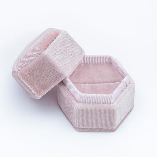 TRIXES Rosa Samt-Ringbox – Elegante Schmuckschatullen – für Verlobungsring-Antrag, Hochzeitsgeschenkbox – Vitrine mit Schaumstoff-Innenseite von TRIXES