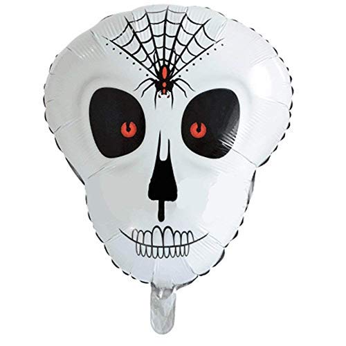 TRIXES großer Totenkopf Folien-Ballon mit Spinne gruselige Dekoration für Halloween-Partys und Mottopartys von TRIXES
