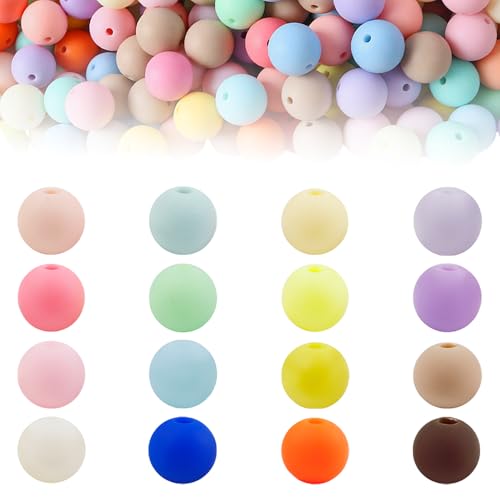 TRKETK 100 Stück 8 mm Lose Silikon-Perlen, Buntes Brakettfreundschaftsarmband Machen Perlen Undurchsichtige Pastellfarben Gemischte Perlen für Armbänder, Stifte, Basteln, Schmuckherstellung von TRKETK