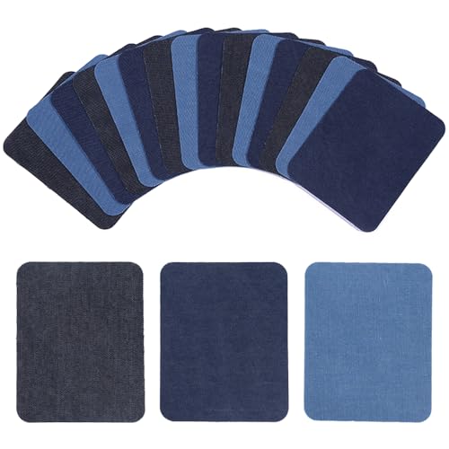 TRKETK 18 Stück Flicken zum Aufbügeln, Jeans Flicken zum Aufbügeln Kleidung Patches Patches für Jeans Reparatursatz 9,5 x 12,5 cm Vielseitige Stoff Flicken für Kleidung, Hosen, Kleider, Hemden, Hüte von TRKETK
