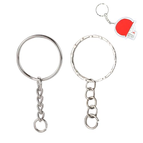 TRKETK 20 Stück Metall-Schlüsselanhänger Ringe mit Kette Spaltring Metall Schlüsselanhänger Ringe in Silberweiß TRKETK 20 Stück Metall-Schlüsselanhänger Ringe mit Kette Spaltring Metall Schlüsselanhänger Ringe in Silberweiß von TRKETK