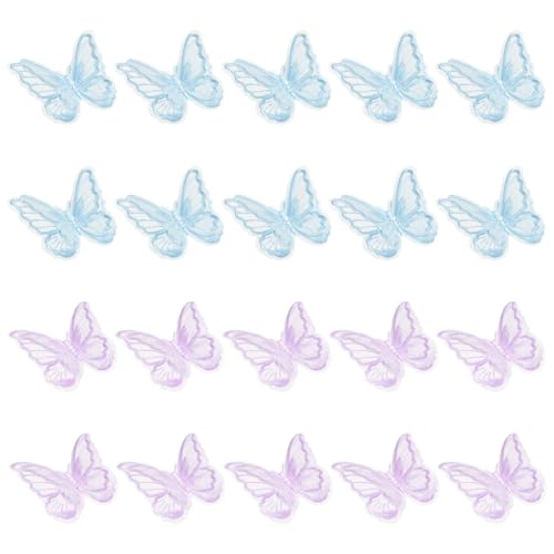 TRKETK 20 Stück Stickerei Spitze Schmetterling Applikation Doppellagige Spitzenstoff Patches Organza Applikationen Schmetterling Dekorationen Für Kleidung Hochzeitskleiderk DIY Tasche Haarschmuck von TRKETK