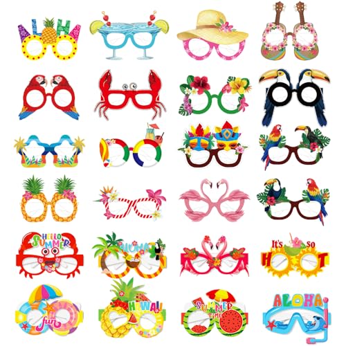 TRKETK 24 Stück Hawaiianische Partybrillen, Papier-Partybrillen, Masken, Papiergläser für Strand, Pool, Party, tropische Kostüm-Requisiten, Brillenrahmen, Sommer, lustige Hawaii-Brille, Dekorationen TRKETK 24 Stück Hawaiianische Partybrillen, Papier-Partybrillen, Masken, Papiergläser für Strand, Pool, Party, tropische Kostüm-Requisiten, Brillenrahmen, Sommer, lustige Hawaii-Brille, Dekorationen von TRKETK