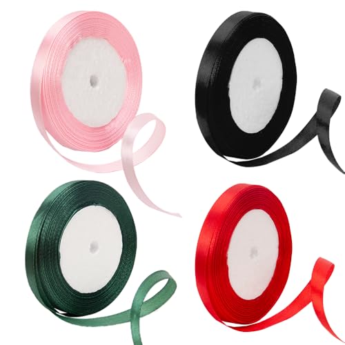 TRKETK 4 Stück Geschenkband 10mm Satinband 22 Meter Polyesterband Satinband Breit Seidenband für Geschenkverpackung Weihnachts Dekoration Luftballon Band Dick Schleifenband Satin Deko Band TRKETK 4 Stück Geschenkband 10mm Satinband 22 Meter Polyesterband Satinband Breit Seidenband für Geschenkverpackung Weihnachts Dekoration Luftballon Band Dick Schleifenband Satin Deko Band von TRKETK