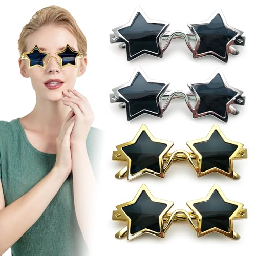 TRKETK 4 Stück Sternförmige Sonnenbrille, 80er Jahre Pentagramm Sternbrille PC-Partybrille Fotoautomaten Requisiten Neuheit-Party-Brillen für Künstlerische Kostüme für Kinder und Erwachsene TRKETK 4 Stück Sternförmige Sonnenbrille, 80er Jahre Pentagramm Sternbrille PC-Partybrille Fotoautomaten Requisiten Neuheit-Party-Brillen für Künstlerische Kostüme für Kinder und Erwachsene von TRKETK