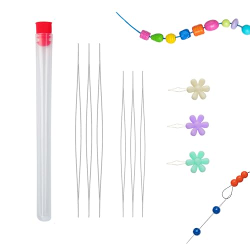 TRKETK 6 Stück Perlennadel Set Edelstahl Nähnadeln mit Nadelflasche 3 Stück Nadeleinfädler für Schmuckherstellung Große Auge Perlen Nadel für Handwerk und Schmuckherstellung TRKETK 6 Stück Perlennadel Set Edelstahl Nähnadeln mit Nadelflasche 3 Stück Nadeleinfädler für Schmuckherstellung Große Auge Perlen Nadel für Handwerk und Schmuckherstellung von TRKETK