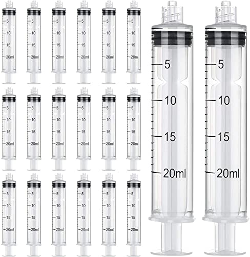 10 Stück 20ml Luer Lock Spritze,Einzeln Steril Versiegelt 20 ml Kunststoff Luer-Lock Spritze Ohne Nadel, Für Wissenschaftliche Laboratorien, Epoxidharz, Handwerk, Fütterung von Haustieren (20 ml) von TRKRVAK