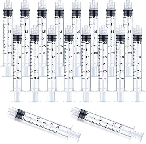 30 Stück 3ml Luer Lock Spritze,Einzeln Steril Versiegelt 3 ml Kunststoff Luer-Lock Spritze Ohne Nadel, Für Wissenschaftliche Laboratorien, Epoxidharz, Handwerk, Fütterung von Haustieren (3 ml) von TRKRVAK