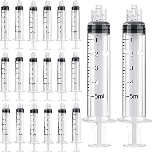 30 Stück 5ml Luer Lock Spritze,Einzeln Steril Versiegelt 5 ml Kunststoff Luer-Lock Spritze Ohne Nadel, Für Wissenschaftliche Laboratorien, Epoxidharz, Handwerk, Fütterung von Haustieren (5 ml) von TRKRVAK