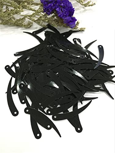 1000 Stück Chili Elfenbein Form Pailletten 5 * 32 mm PVC Flache Paillette Dekoration 1 Loch erhältlich - Schwarz von TRLOIYEW