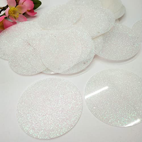 50 g große runde Pailletten 50 mm flache PVC-Pailletten für Bastelarbeiten Hochzeitsdekoration 2 seitliche Löcher Glitzer weiß-Standard 50 g große runde Pailletten 50 mm flache PVC-Pailletten für Bastelarbeiten Hochzeitsdekoration 2 seitliche Löcher Glitzer weiß-Standard von TRLOIYEW