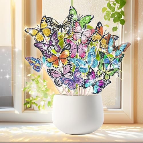 TRLREQ 16 Stück Diamond Painting Schmetterling Dekoration Basteln für Kinder Erwachsene Kits für Diamond Painting TRLREQ 16 Stück Diamond Painting Schmetterling Dekoration Basteln für Kinder Erwachsene Kits für Diamond Painting von TRLREQ