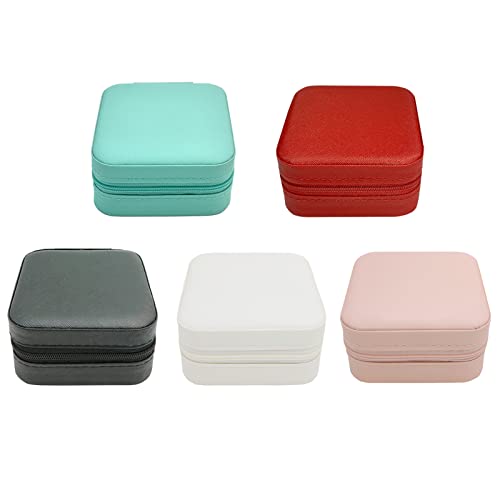 TRODANCE Mini-Schmuckkästchen, kleiner Reise-Schmuck-Organizer, tragbare Schmuckschatulle, Mini-Aufbewahrungsbox, Präsentationsbox für Ringe, Ohrringe, Halsketten (5 Farben, 5 Stück) von TRODANCE