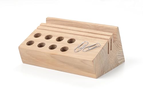Schreibtisch Organizer – HOLZWEG PEN STAND – 8 Löcher für Stifte, Brieföffner – 1 breite Nut als Smartphone Halterung, 2 Schlitze für Karten, Fotos – echtes Eichenholz – braun – TROIKA Original Schreibtisch Organizer – HOLZWEG PEN STAND – 8 Löcher für Stifte, Brieföffner – 1 breite Nut als Smartphone Halterung, 2 Schlitze für Karten, Fotos – echtes Eichenholz – braun – TROIKA Original von TROIKA