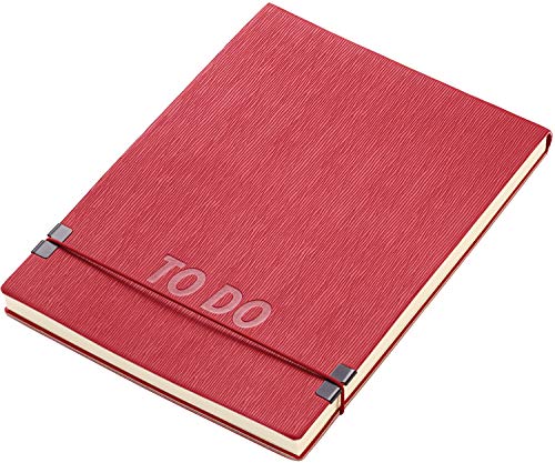 Troika Notizblock DIN A5 mit "TO DO" Prägung auf dem Cover, elastische Kordel als Verschluss, aus Kunstleder, matt rot von TROIKA