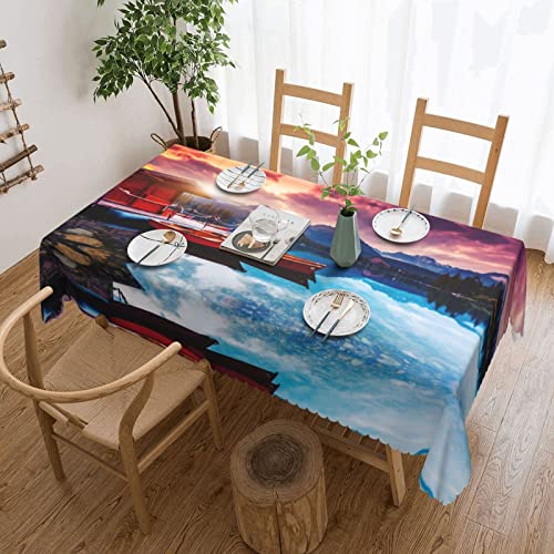 Bedruckte Tischdecken mit malerischem Seemotiv, waschbare Tischdecke für Küche, Esszimmer, Dekoration, Party im Freien, 137 x 183 cm von TROONZ