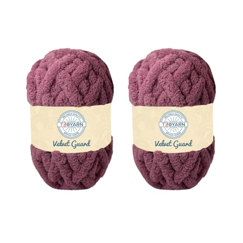 Troyarn Chunky Chenille-Garn, super sperrig, weich, flauschiges Plüschgarn, Häkeln, Stricken, Handstricken, Deckenherstellung, Jumbo-Knäuel für Armstricken, Heimdekoration, 2 x 200 g (1211111 lila) Troyarn Chunky Chenille-Garn, super sperrig, weich, flauschiges Plüschgarn, Häkeln, Stricken, Handstricken, Deckenherstellung, Jumbo-Knäuel für Armstricken, Heimdekoration, 2 x 200 g (1211111 lila) von TROYARN