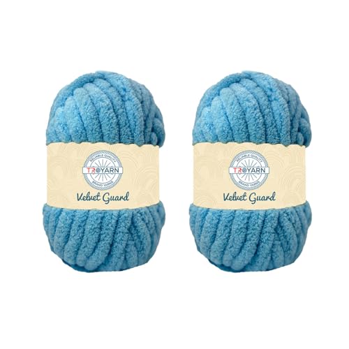 Troyarn Chunky Chenille-Garn, super sperrig, weich, flauschiges Plüschgarn, Häkeln, Stricken, Handstricken, Deckenherstellung, Jumbo-Knäuel für Armstricken, Heimdekoration, 2 x 200 g (121115-Baby Blue Troyarn Chunky Chenille-Garn, super sperrig, weich, flauschiges Plüschgarn, Häkeln, Stricken, Handstricken, Deckenherstellung, Jumbo-Knäuel für Armstricken, Heimdekoration, 2 x 200 g (121115-Baby Blue von TROYARN