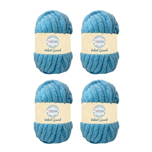 Troyarn Chunky Chenille-Garn, super sperrig, weich, flauschiges Plüschgarn, Häkeln, Stricken, Handstricken, Deckenherstellung, Jumbo-Knäuel für Armstricken, Heimdekoration, 4 x 200 g, 121115-Baby Blue Troyarn Chunky Chenille-Garn, super sperrig, weich, flauschiges Plüschgarn, Häkeln, Stricken, Handstricken, Deckenherstellung, Jumbo-Knäuel für Armstricken, Heimdekoration, 4 x 200 g, 121115-Baby Blue von TROYARN