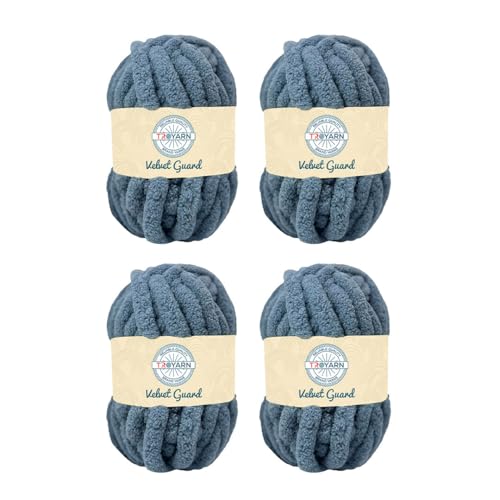 Troyarn Chunky Chenille-Garn, super sperrig, weich, flauschiges Plüschgarn, Häkeln, Stricken, Handstricken, Deckenherstellung, Jumbo-Knäuel für Armstricken, Heimdekoration, 4 x 200 g, Dunkelblau Troyarn Chunky Chenille-Garn, super sperrig, weich, flauschiges Plüschgarn, Häkeln, Stricken, Handstricken, Deckenherstellung, Jumbo-Knäuel für Armstricken, Heimdekoration, 4 x 200 g, Dunkelblau von TROYARN
