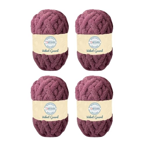 Troyarn Chunky Chenille-Garn, super sperrig, weich, flauschiges Plüschgarn, Häkeln, Stricken, Handstricken, Deckenherstellung, Jumbo-Knäuel für Armstricken, Heimdekoration, 4 x 200 g (1211111 lila) Troyarn Chunky Chenille-Garn, super sperrig, weich, flauschiges Plüschgarn, Häkeln, Stricken, Handstricken, Deckenherstellung, Jumbo-Knäuel für Armstricken, Heimdekoration, 4 x 200 g (1211111 lila) von TROYARN