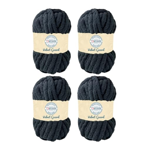 Troyarn Chunky Chenille-Garn, super sperrig, weich, flauschiges Plüschgarn, Häkeln, Stricken, Handstricken, Deckenherstellung, Jumbo-Knäuel für Armstricken, Heimdekoration, 4 x 200 g (121112-Anthrazit Troyarn Chunky Chenille-Garn, super sperrig, weich, flauschiges Plüschgarn, Häkeln, Stricken, Handstricken, Deckenherstellung, Jumbo-Knäuel für Armstricken, Heimdekoration, 4 x 200 g (121112-Anthrazit von TROYARN