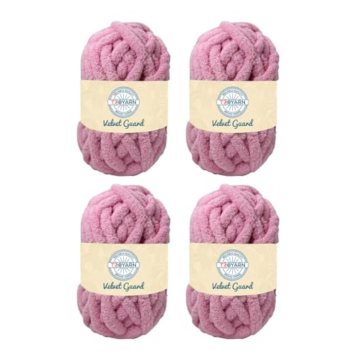 Troyarn Chunky Chenille-Garn, super sperrig, weich, flauschiges Plüschgarn, Häkeln, Stricken, Handstricken, Deckenherstellung, Jumbo-Knäuel für Armstricken, Heimdekoration, 4 x 200 g (121124-Pink) Troyarn Chunky Chenille-Garn, super sperrig, weich, flauschiges Plüschgarn, Häkeln, Stricken, Handstricken, Deckenherstellung, Jumbo-Knäuel für Armstricken, Heimdekoration, 4 x 200 g (121124-Pink) von TROYARN