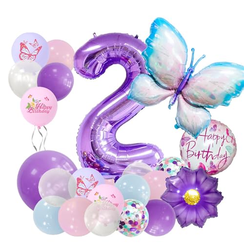 24 Stücke Gradient Schmetterling Folie Ballons Kinder Geburtstag Dekoration Bunte Schmetterling Geburtstag Party Set für Mädchen Party Geburtstag Dekoration (#2) von TROYSINC