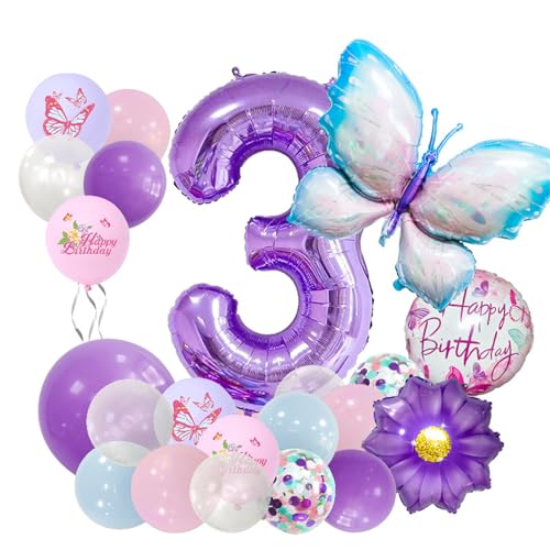 24 Stücke Gradient Schmetterling Folie Ballons Kinder Geburtstag Dekoration Bunte Schmetterling Geburtstag Party Set für Mädchen Party Geburtstag Dekoration (#3) von TROYSINC