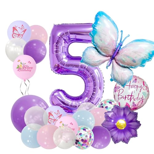 24 Stücke Gradient Schmetterling Folie Ballons Kinder Geburtstag Dekoration Bunte Schmetterling Geburtstag Party Set für Mädchen Party Geburtstag Dekoration (#5) von TROYSINC