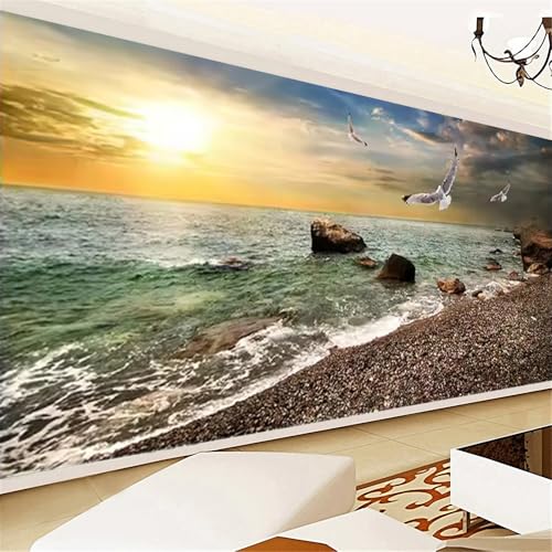 5D Diamond Painting Groß Strand Landschaft Diamant Painting Bilder Berglandschaft Diamond Art Erwachsene Full DIY Diamant Kunst Malere Set Home Wand Dekor (100x40cm) von TROYSINC