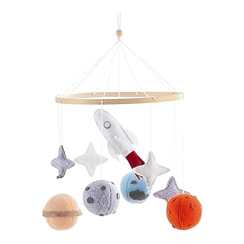 TROYSINC Babybett Mobile Windspiel 3D Planet Filz Hölz Baby Mädchen Kinderbett Anhänger für Babybett Kinderzimmer Deko TROYSINC Babybett Mobile Windspiel 3D Planet Filz Hölz Baby Mädchen Kinderbett Anhänger für Babybett Kinderzimmer Deko von TROYSINC