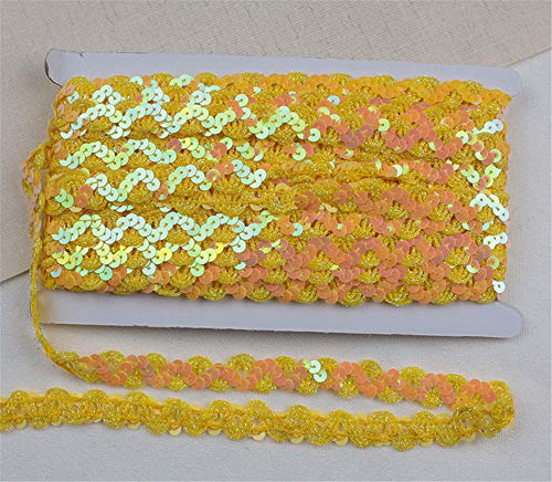 Paillettenband 12M, Glitter Paillettenband Ordnungsrolle 15 Farben für DIY Kunsthandwerk,Home Dekore, Kleiderherstellung (Gelb) von TROYSINC
