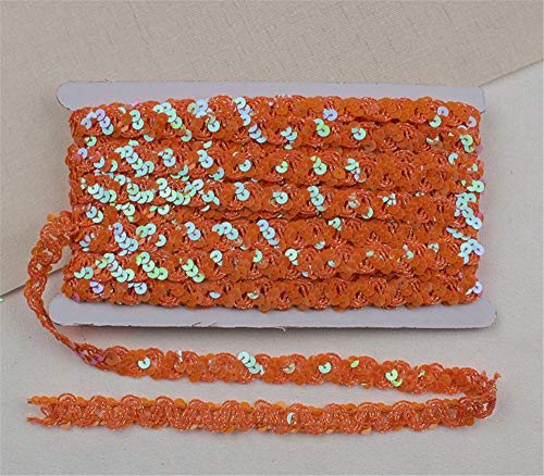 Paillettenband 12M, Glitter Paillettenband Ordnungsrolle 15 Farben für DIY Kunsthandwerk,Home Dekore, Kleiderherstellung (Orange) von TROYSINC
