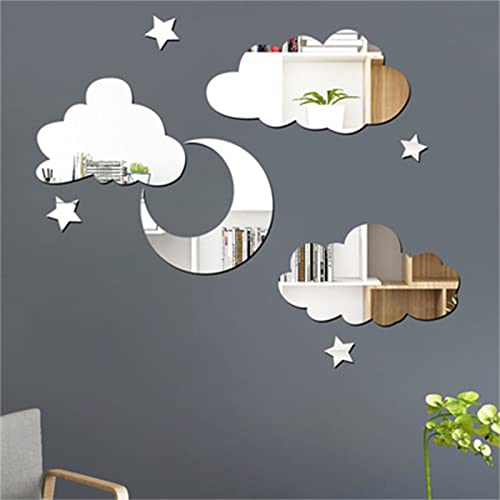 TROYSINC 3D Spiegel Acryl Wandaufkleber, DIY WandSpiegel Wand Aufkleber, Wolken Mond Stern Wandtattoo Wanddekor für Schlafzimmer Kinderzimmer TROYSINC 3D Spiegel Acryl Wandaufkleber, DIY WandSpiegel Wand Aufkleber, Wolken Mond Stern Wandtattoo Wanddekor für Schlafzimmer Kinderzimmer von TROYSINC