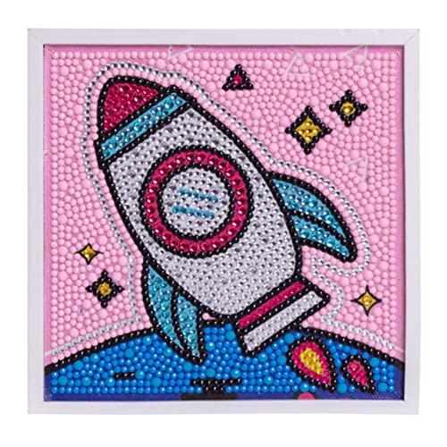 TROYSINC Diamant Malerei Kinder, Astronaut Rakete Diamond Painting Set, Diamant Pasted Bilder mit Holzrahmen, Malen nach Zahlen, DIY Arts Craft für Kinder (Rakete 15x15 cm) von TROYSINC
